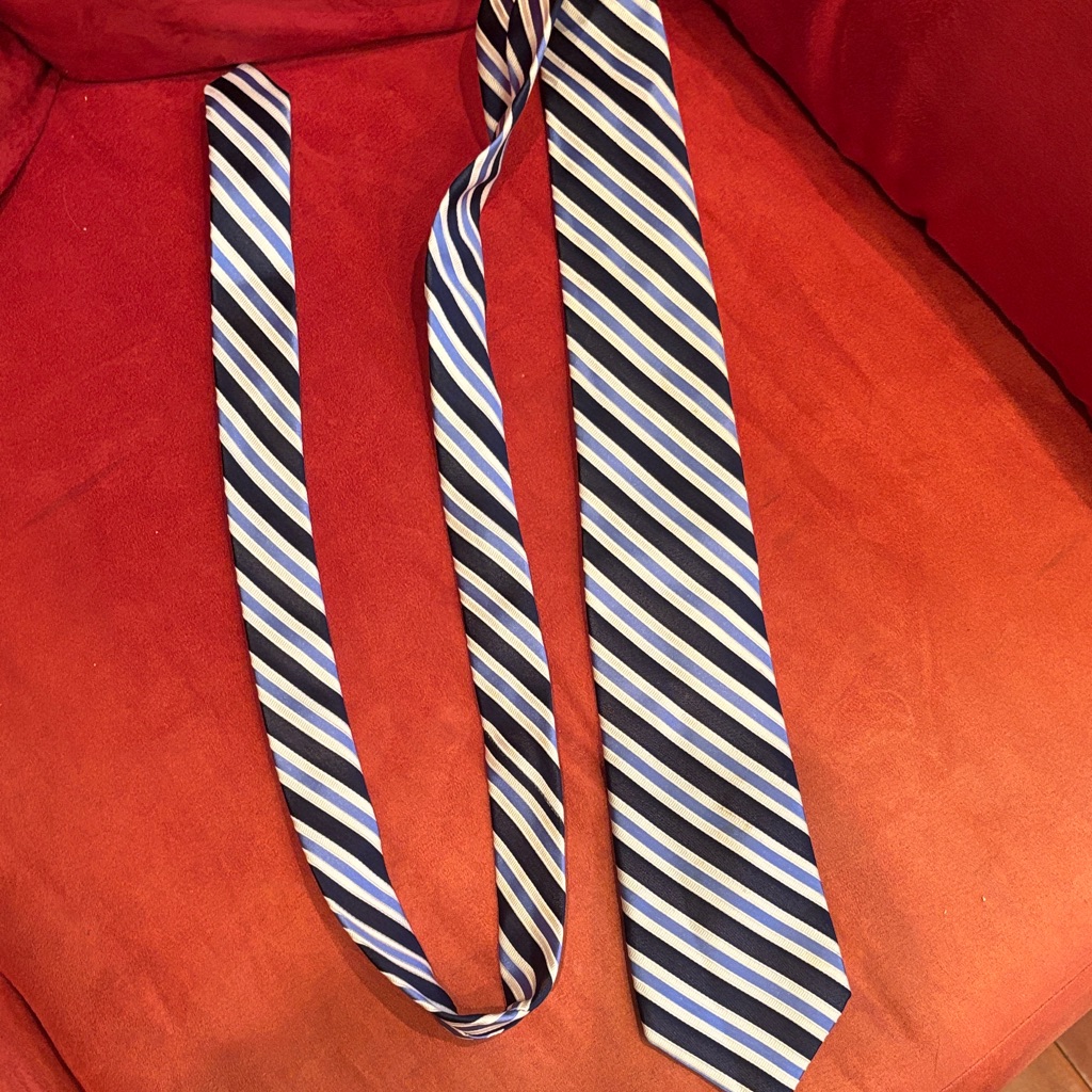 Nautica Navy Light Blue  White Diagonal Stripe Tie